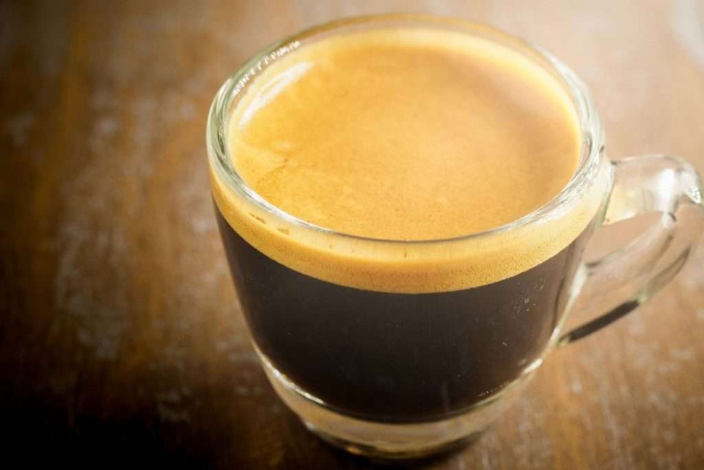 Shot of espresso with thick golden crema