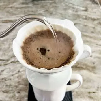 Pour-over coffee being brewed