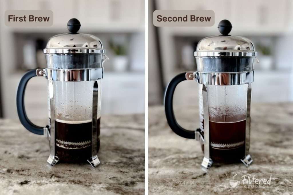 Comparison of French press coffee brewed with fresh and reused coffee grounds